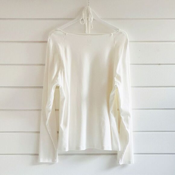 Gap Women's Plus Size Cream Modern Cut-Out Halter Long Sleeve Tee Size XXL NWOT - Picture 3 of 8